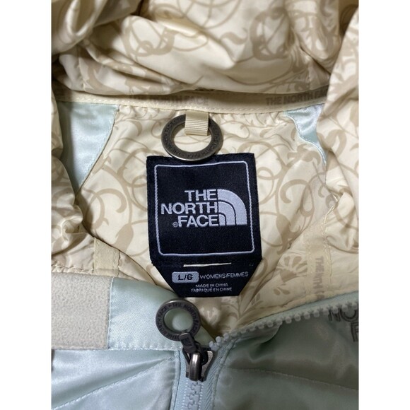 The North Face Womens 550 Down Blue Puffer Vest Hooded Faux Fur Large Zip Vintag - Picture 3 of 14